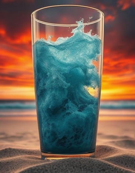 Stormy Sea in Glass: Hyperrealistic Splash Art