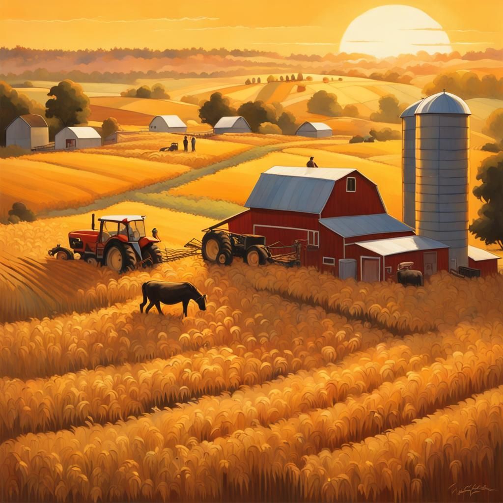 Harvest Farm Life in Futuristic Style