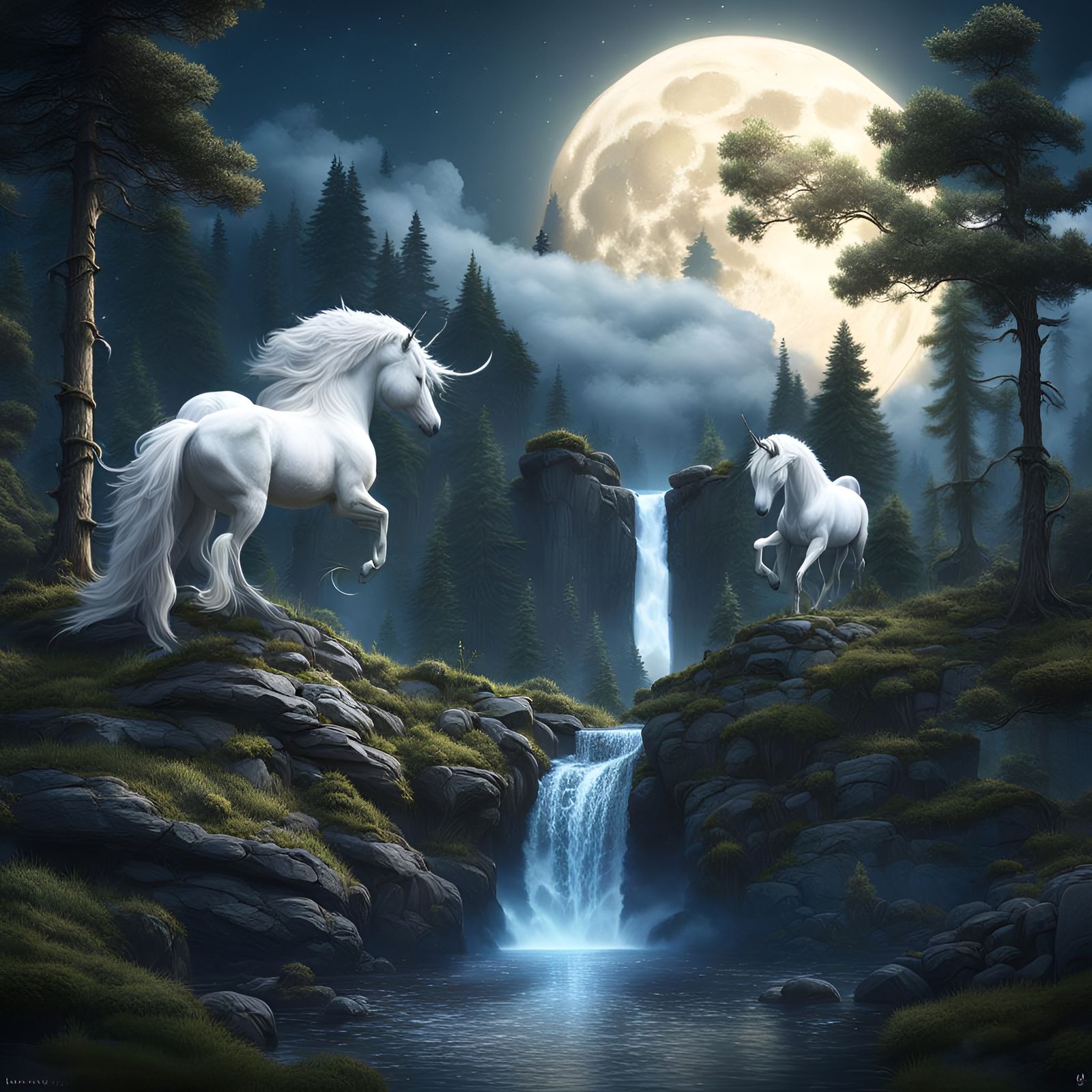 Fantasy Landscape with Unicorns: Trending Artstation Art