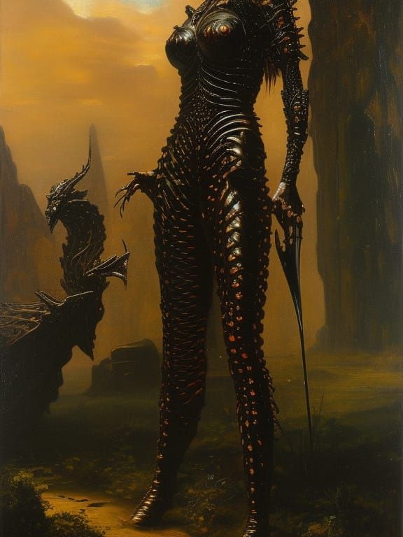 Scorpion Girl Portrait in Gothic Horror Style