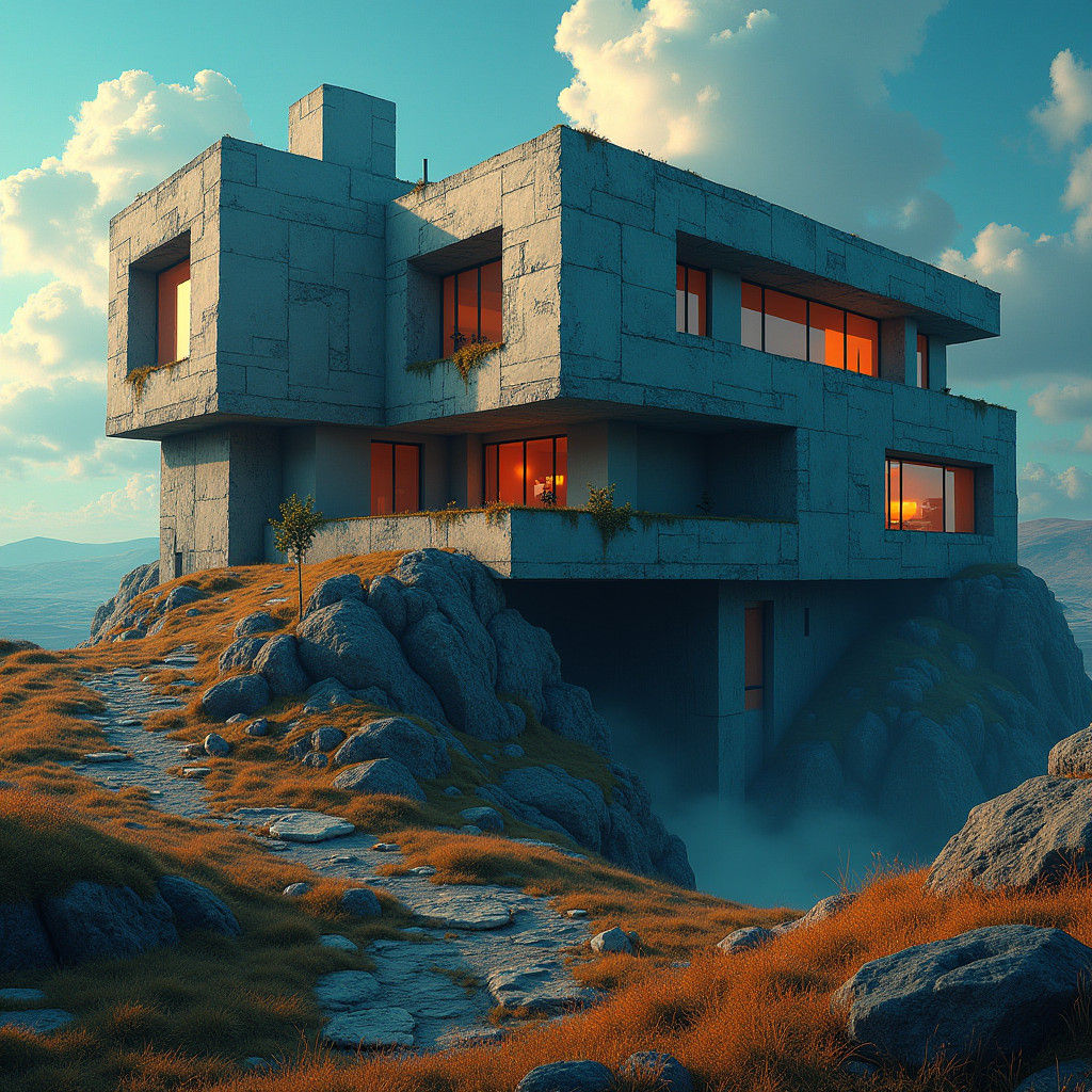 Monolithic House Inspection in Detailed Matte Painting