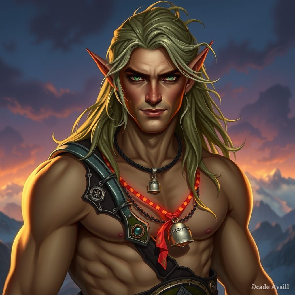 High Elf Barbarian in Fantasy Landscape