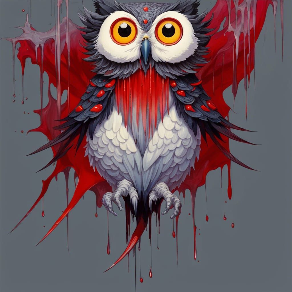 Anthropomorphic Vampire Owl in Detailed Fantasy Art