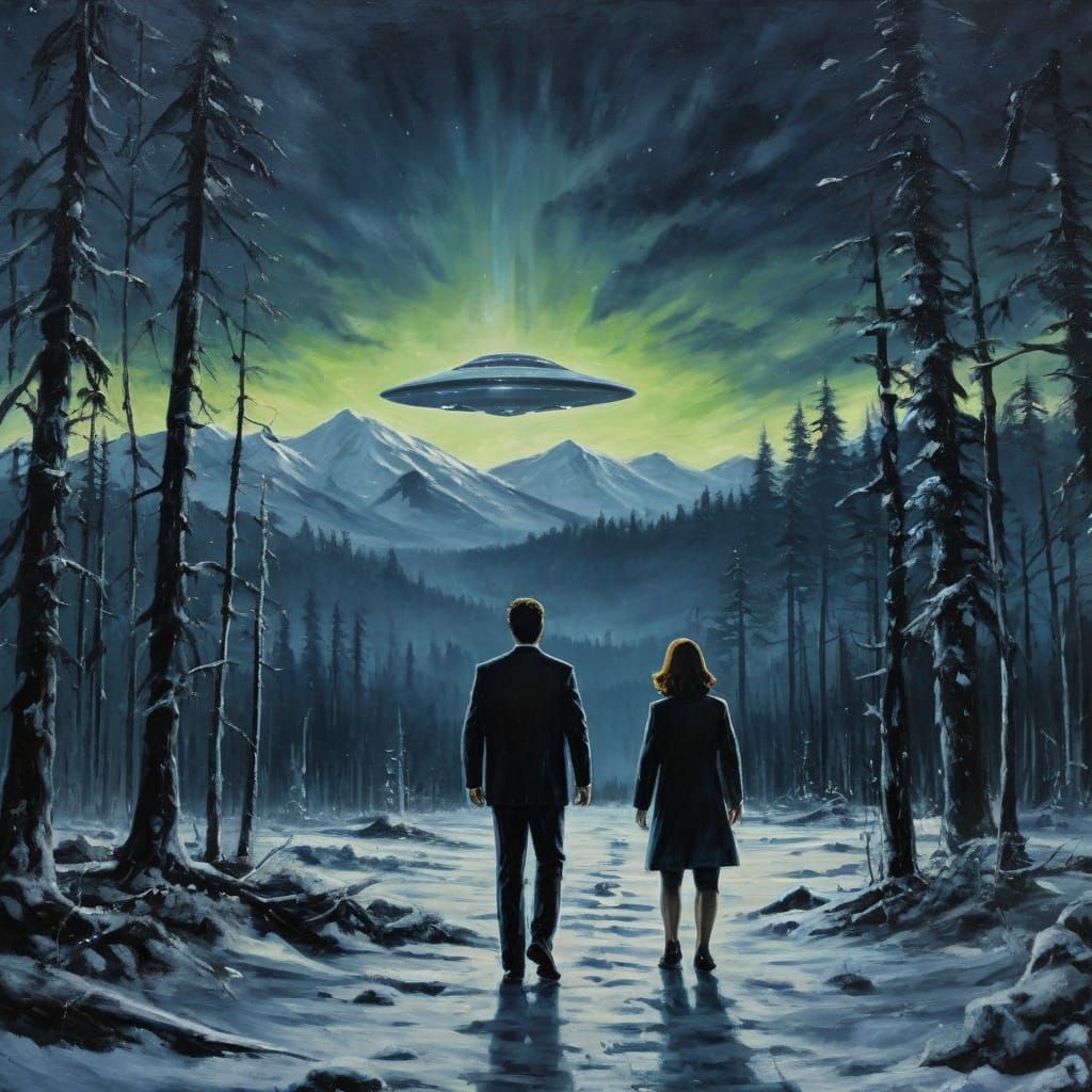 X-Files "I Want to Believe" Poster as Oil Painting