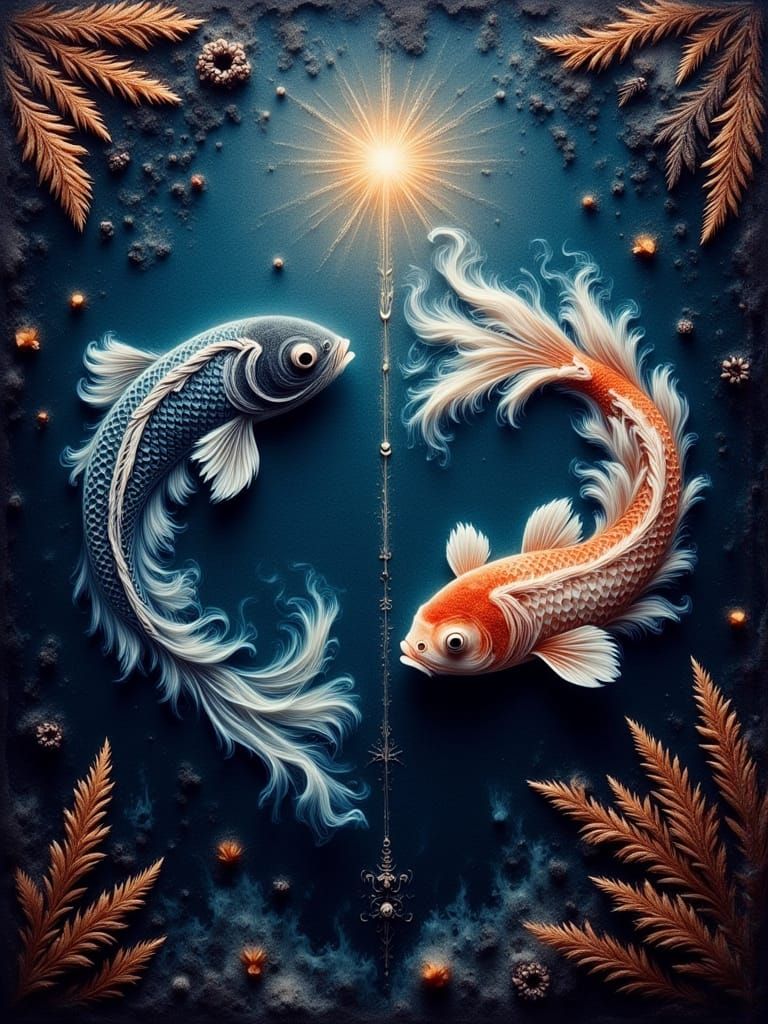 Surreal Underwater Realm in Golden, Ornate Style