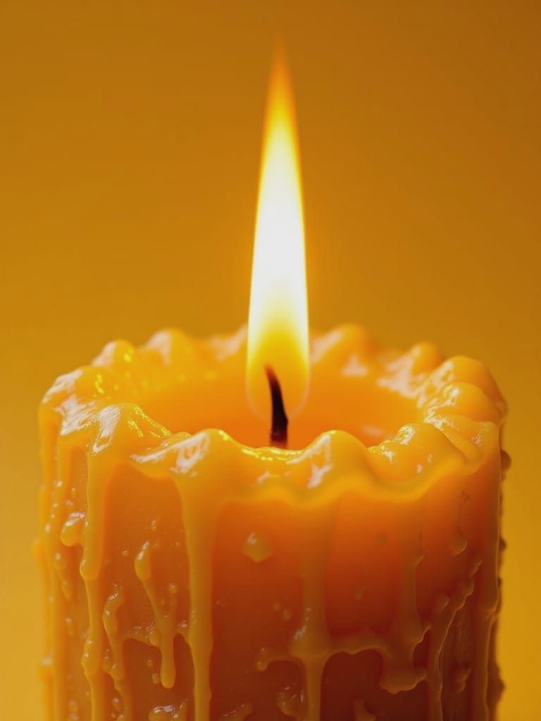 Macro Photo of Lit Candle with Dripping Wax