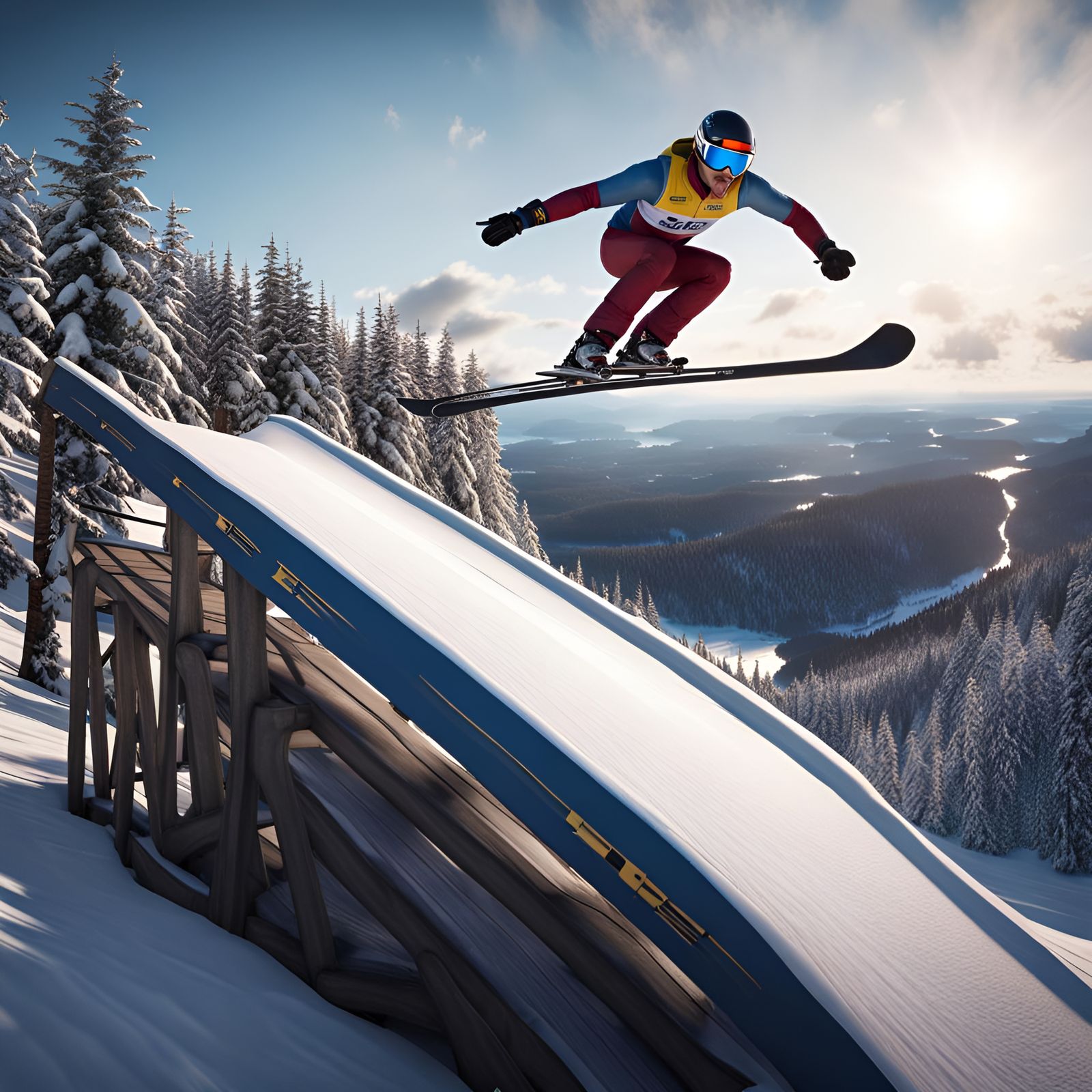 Winter Olympics Ski Jump in Hyperrealistic 3D