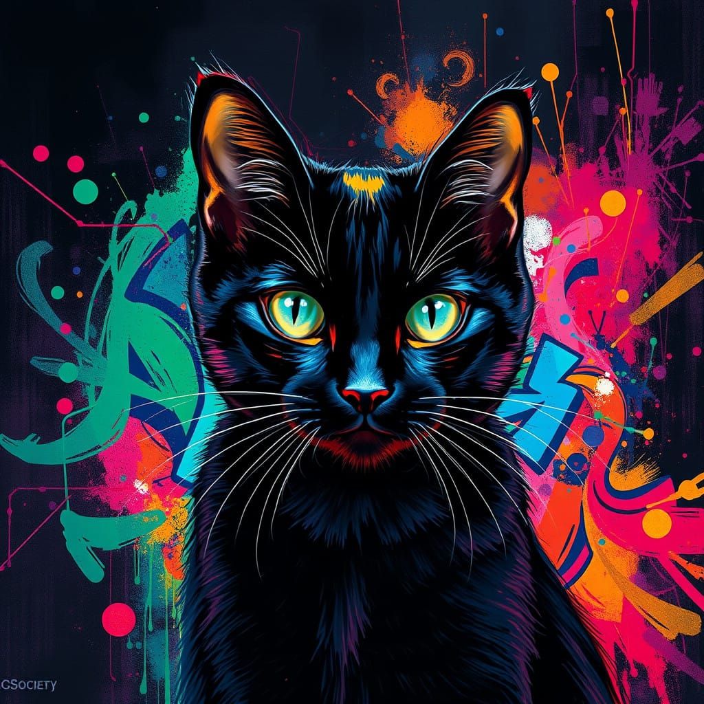 Fluorescent Feline Radiates Under Black Light