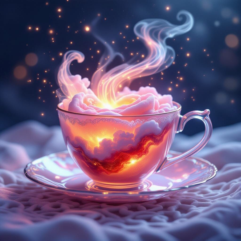 Rock Candy Teacup with Nebula Sherbet in Ethereal Fantasy St...