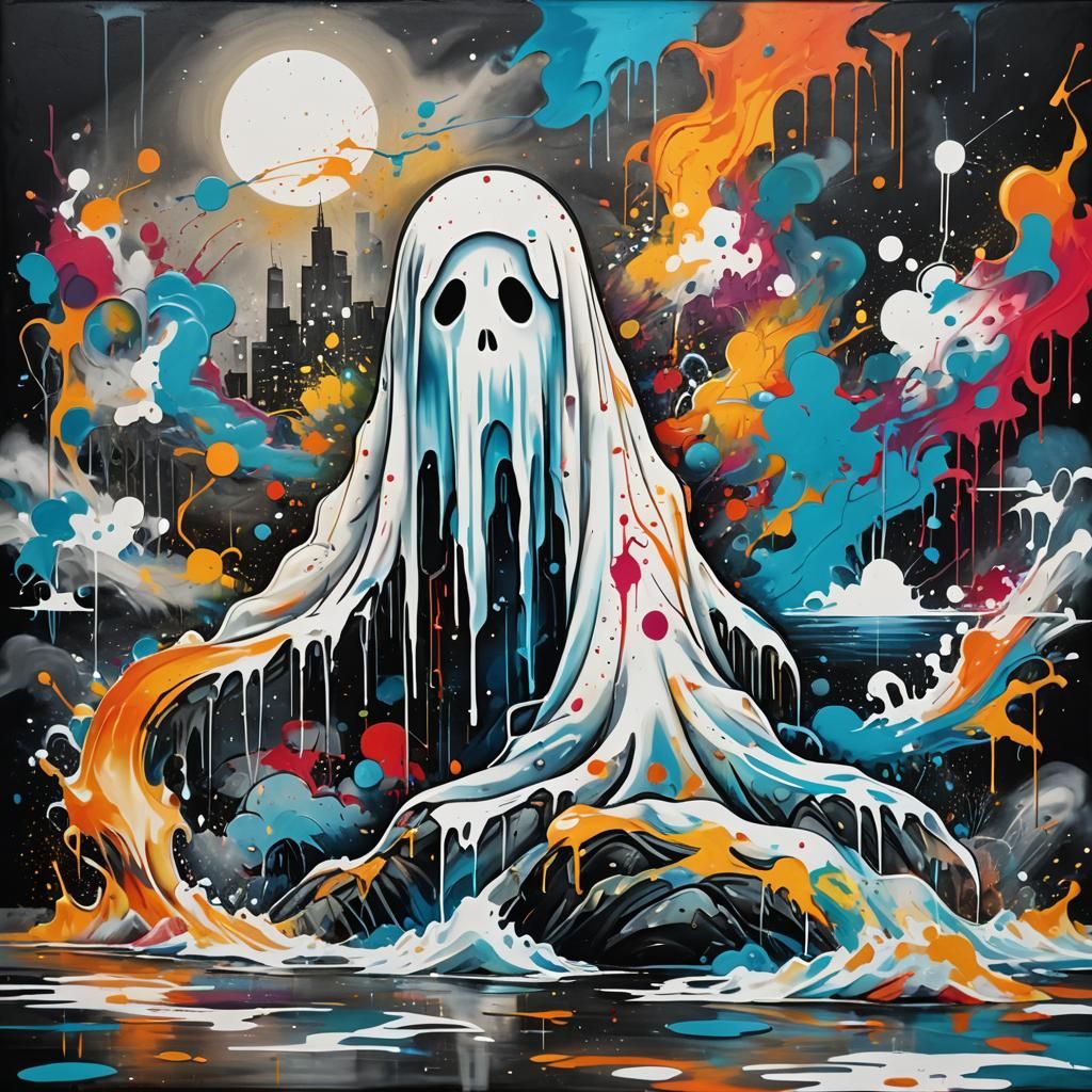 Polychromatic Seascape Graffiti Art at Dawn