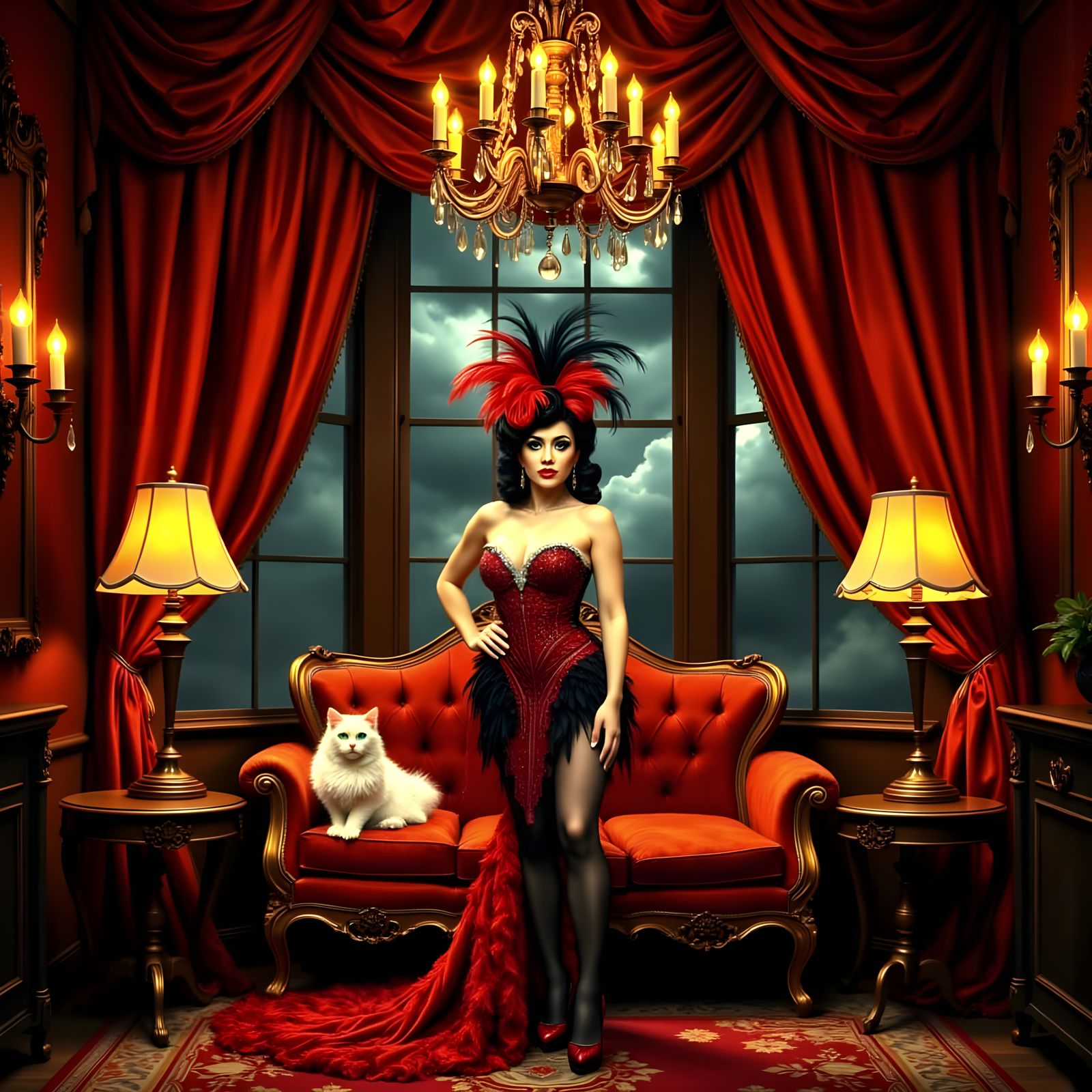 Sultry Burlesque Dancer Shines in Cozy Home Setting