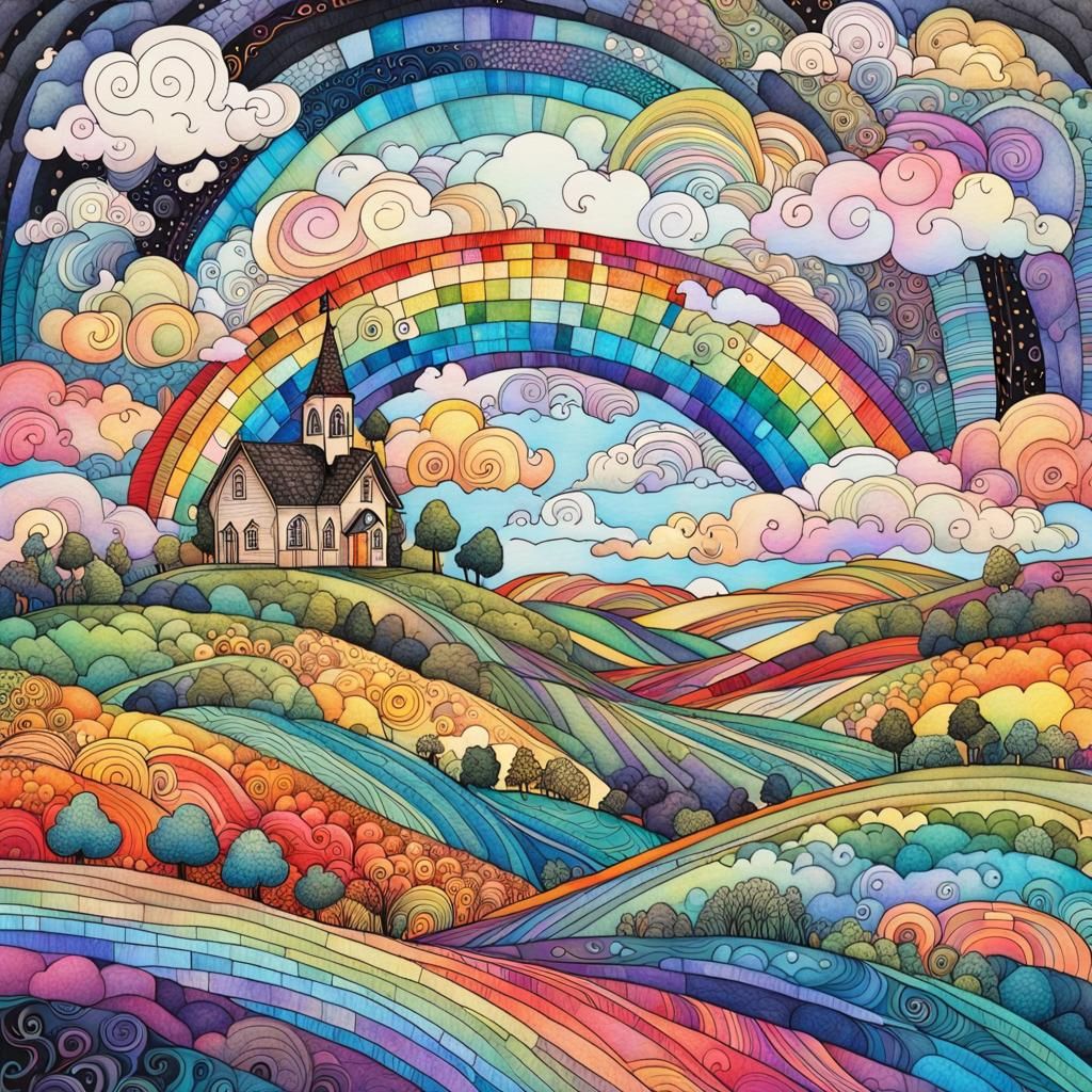 Rainbow After Rain in Whimsical Fine Art Style