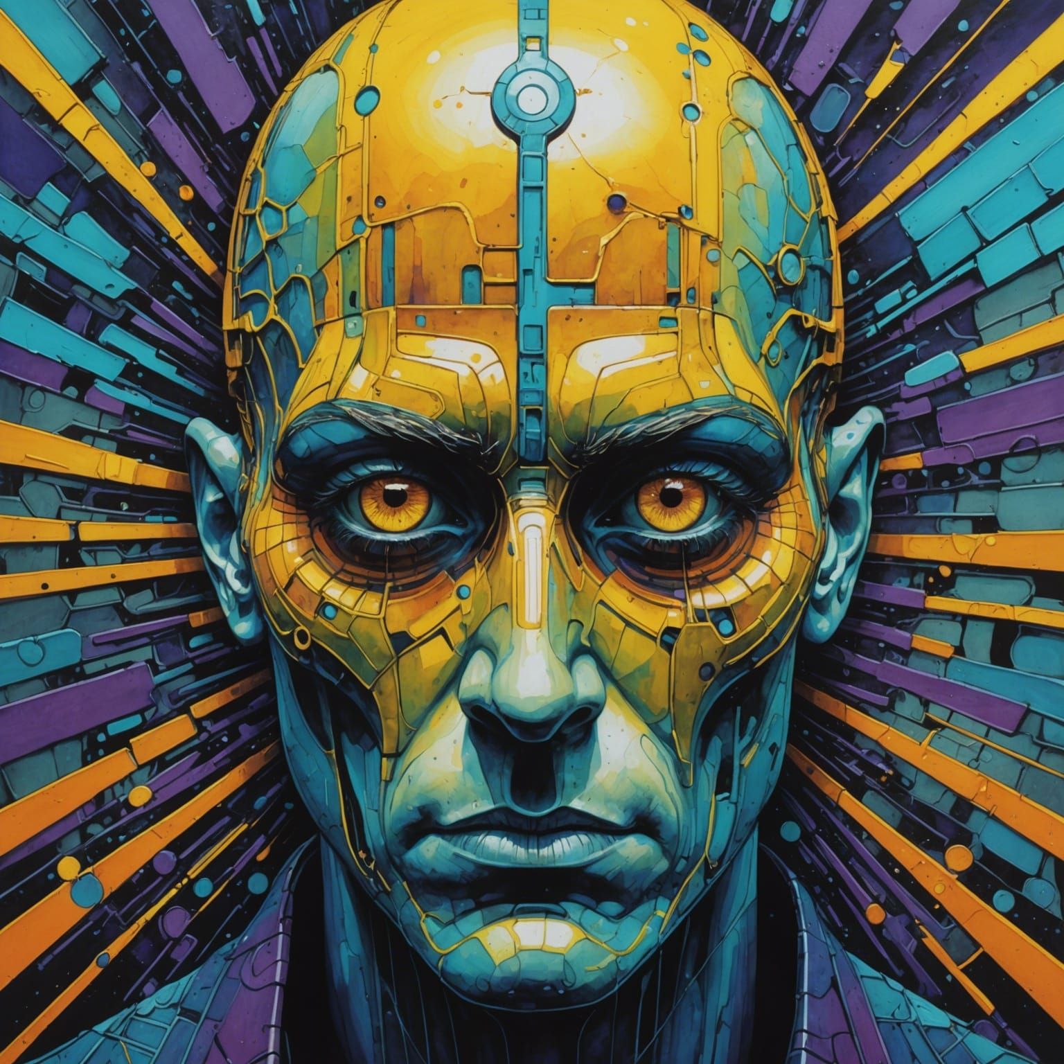 Surreal Eyes in Monochromatic Yellow and Blue