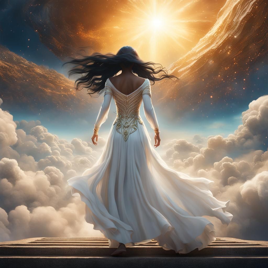 Woman Ascending to Heaven: Detailed Matte Painting