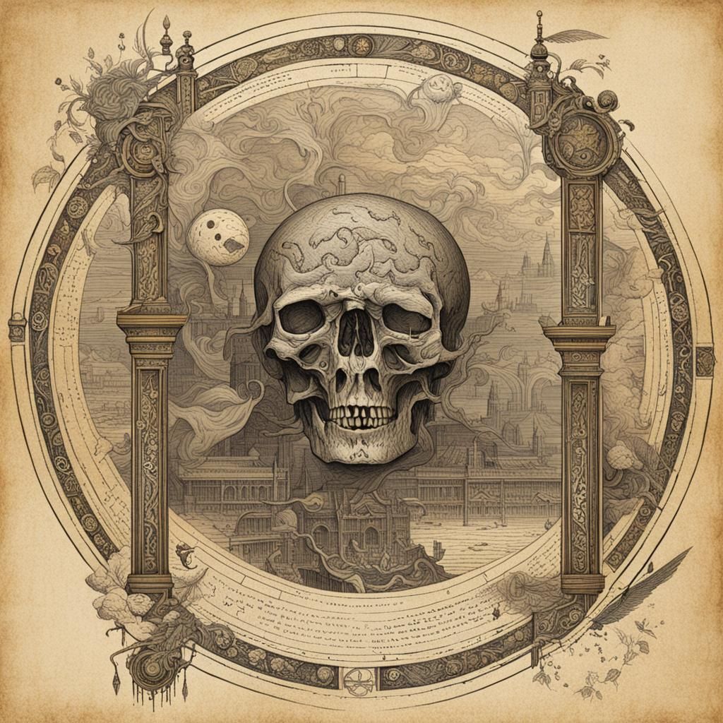 lora:Macabre:1.0, sci-fi, old world, book illustration, ancient writing