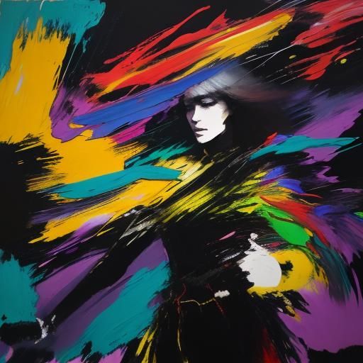 Abstract Expressionism Close-Up with Neon Colors