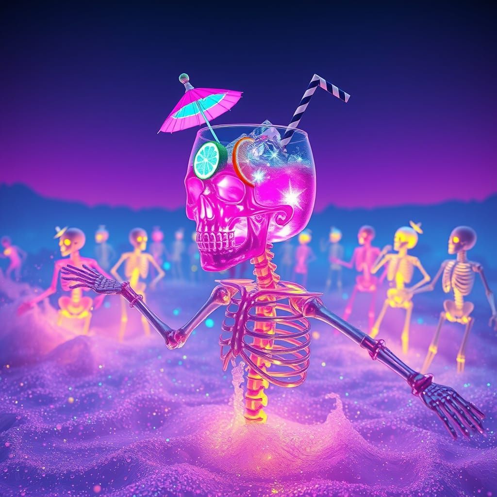 Crystal Skeleton Dances in Sparkling Soda Sea