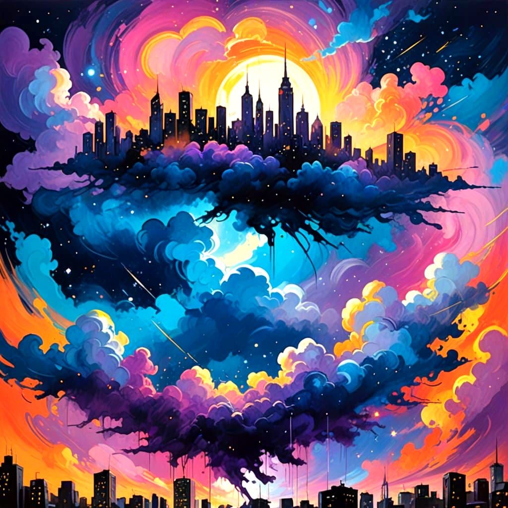 Vibrant Metropolis in the Celestial Realm