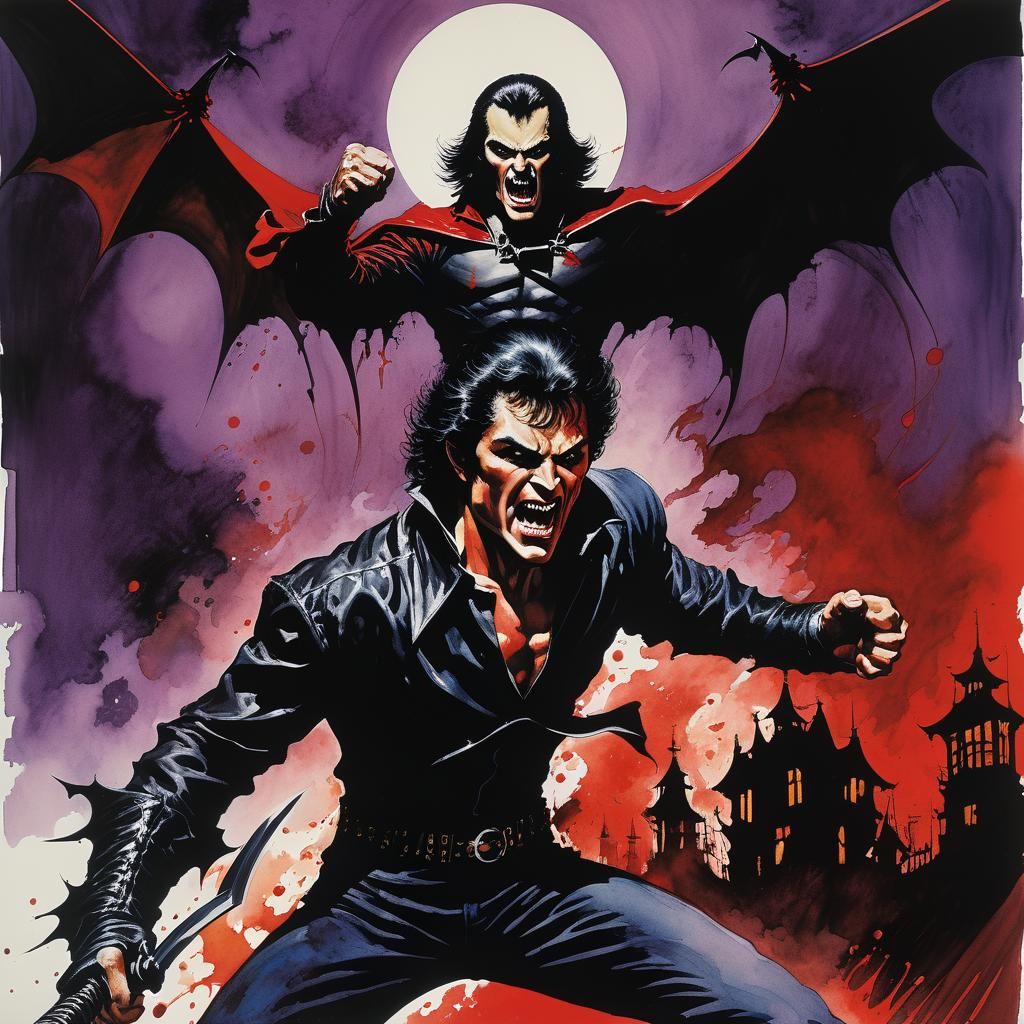 Diabolic Vampire in Fighting Attitude: Horror Movie Poster