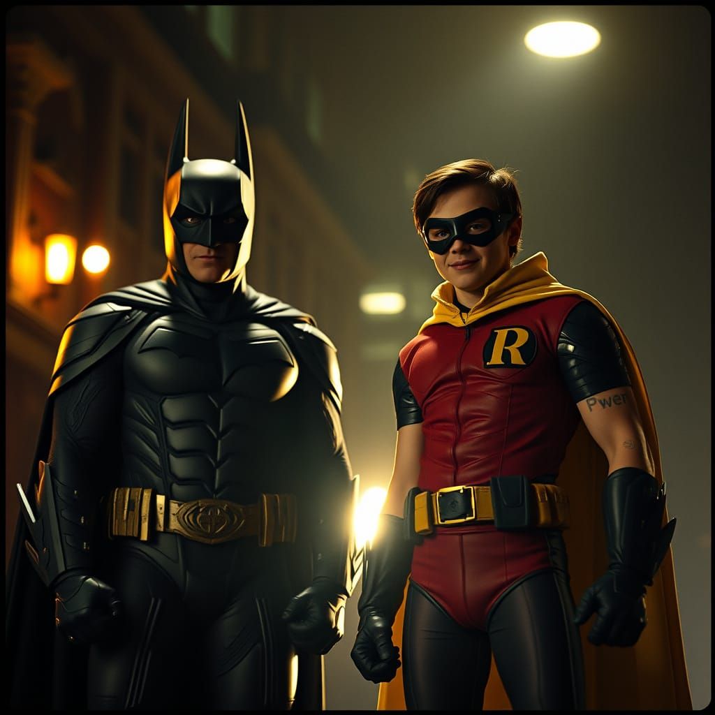 Batman and Robin: A Cinematic Superhero Scene