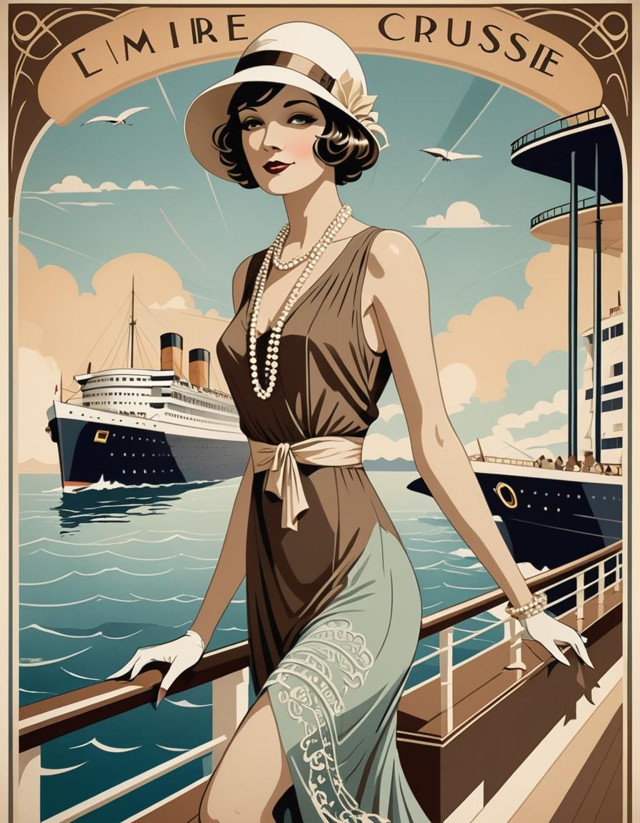1920s Cruise Poster in Art Deco Style