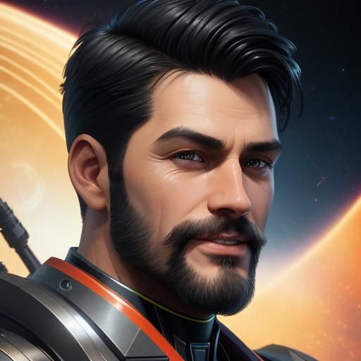 Joyful Superman in Space: Comic Book Style