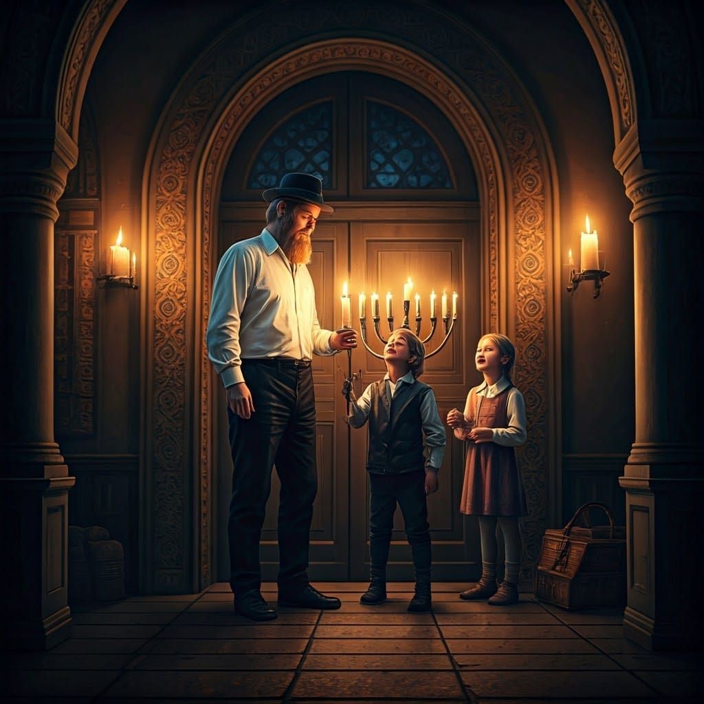 Traditional Lithuanian Hanukkah Celebration in Warm Inviting...