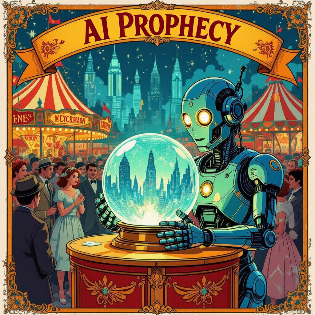 AI Fortune Teller in Vintage Carnival Poster Style