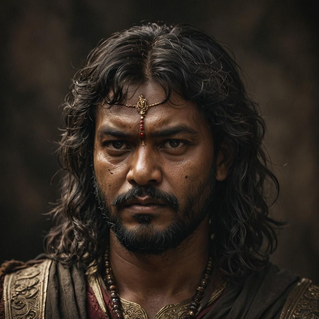 Close-up portrait of an Indian elite from Gupta empire