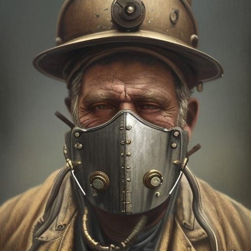 Steampunk Miner Portrait in Detailed Matte Painting
