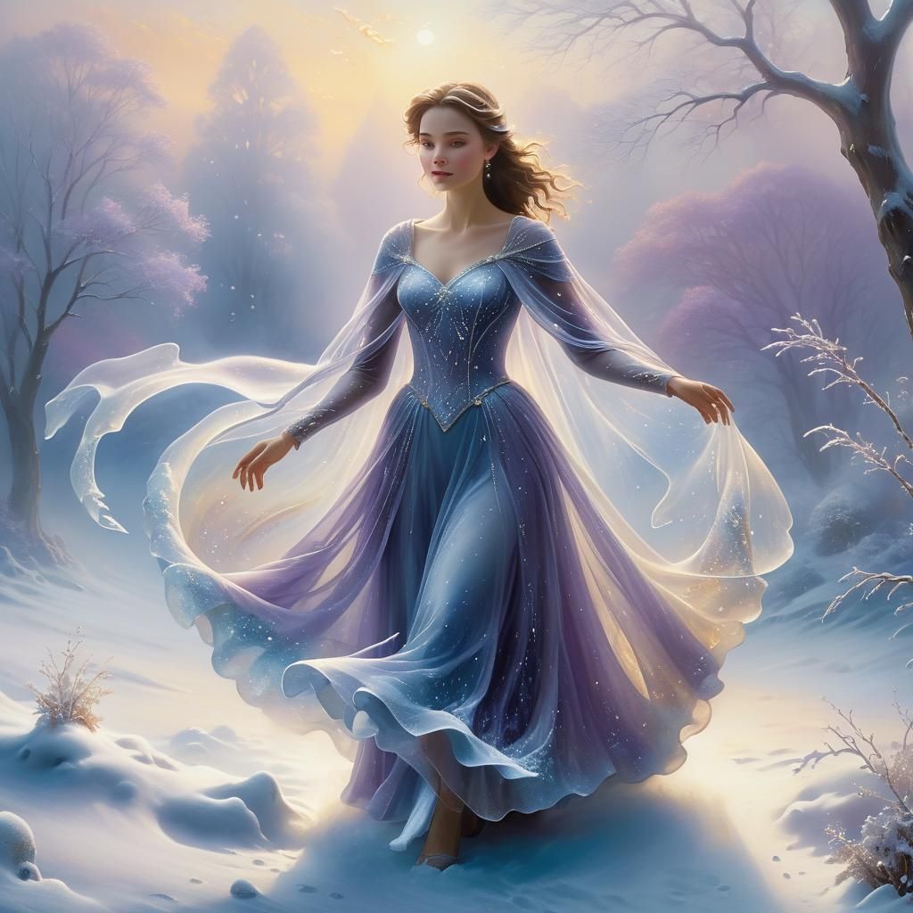 Ethereal Ice Sculptor in Winter Landscape