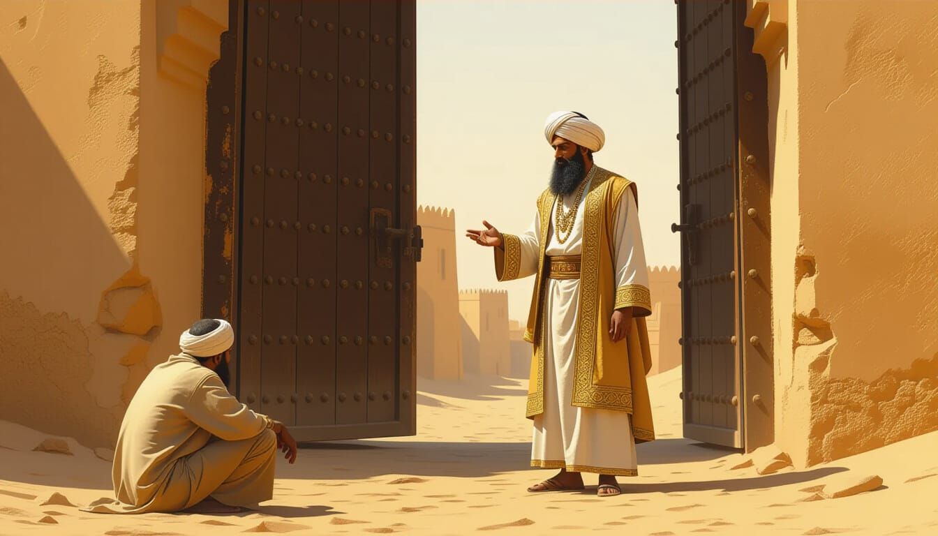 Muslim Nobleman at Palace Gate, Dramatic Matte Painting