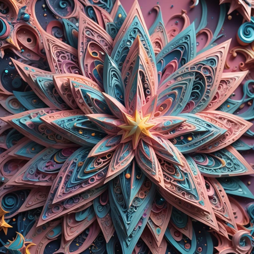 Pastel Star 3D Model with Iridescent Texture