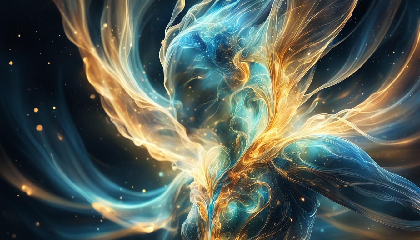 Luminescent Being Made of Light: Ethereal Digital Art