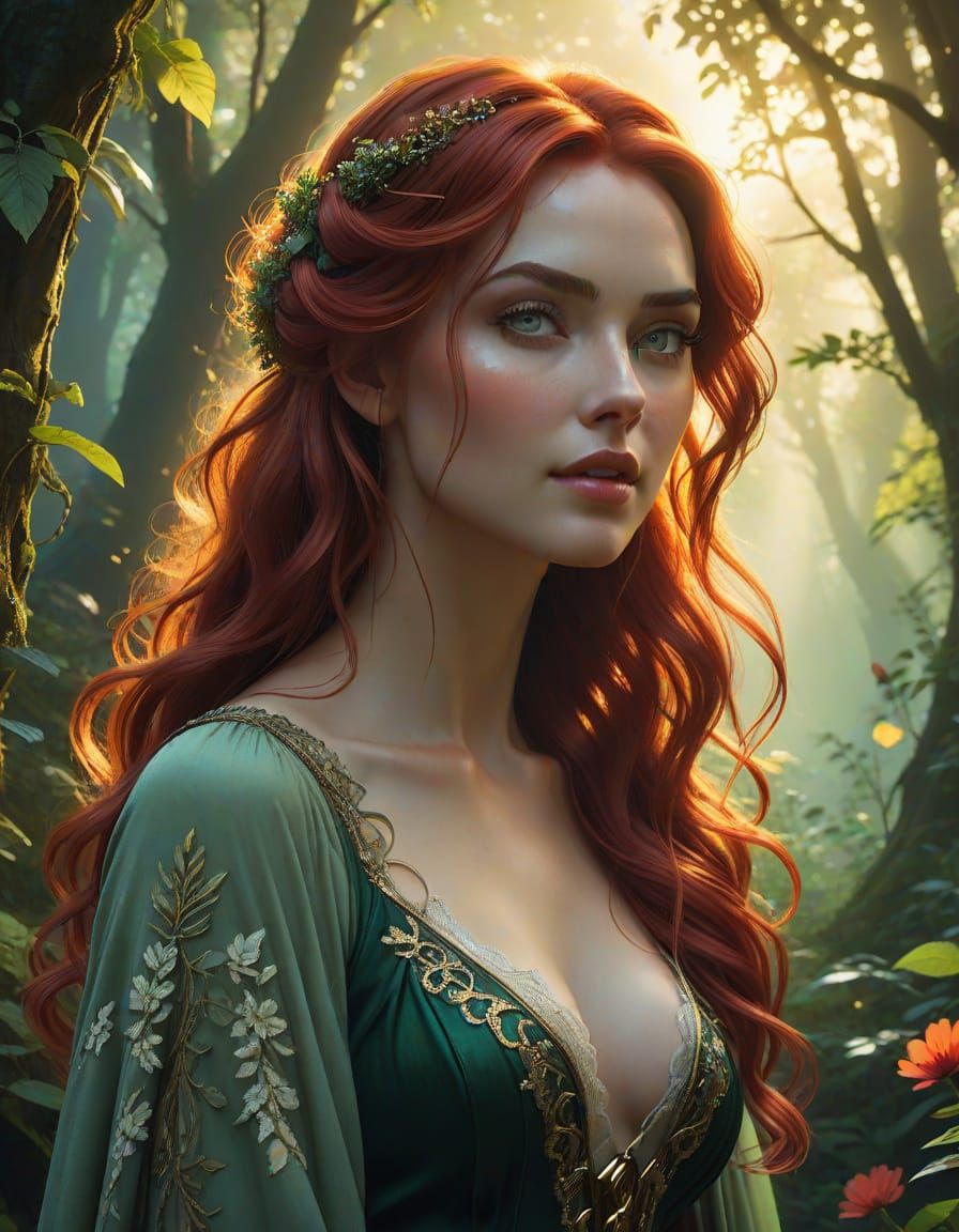 Gothic Goddess in Mystical Forest