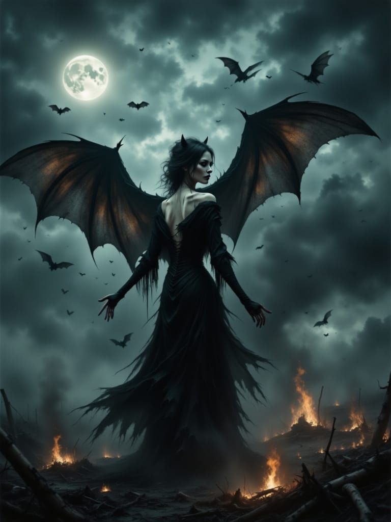 Malevolent Vampire Dances in Fiery Destruction