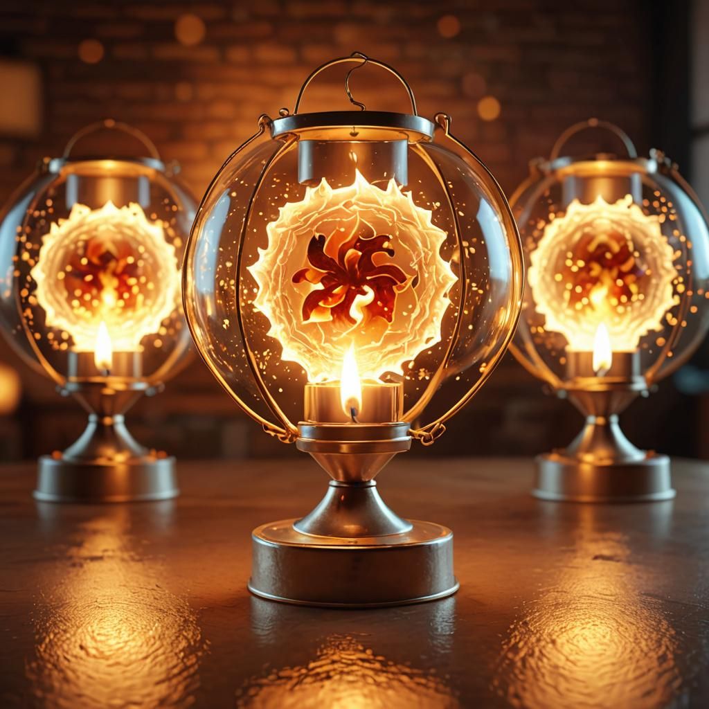 Flickering Candle Flame in Oil Painting Style