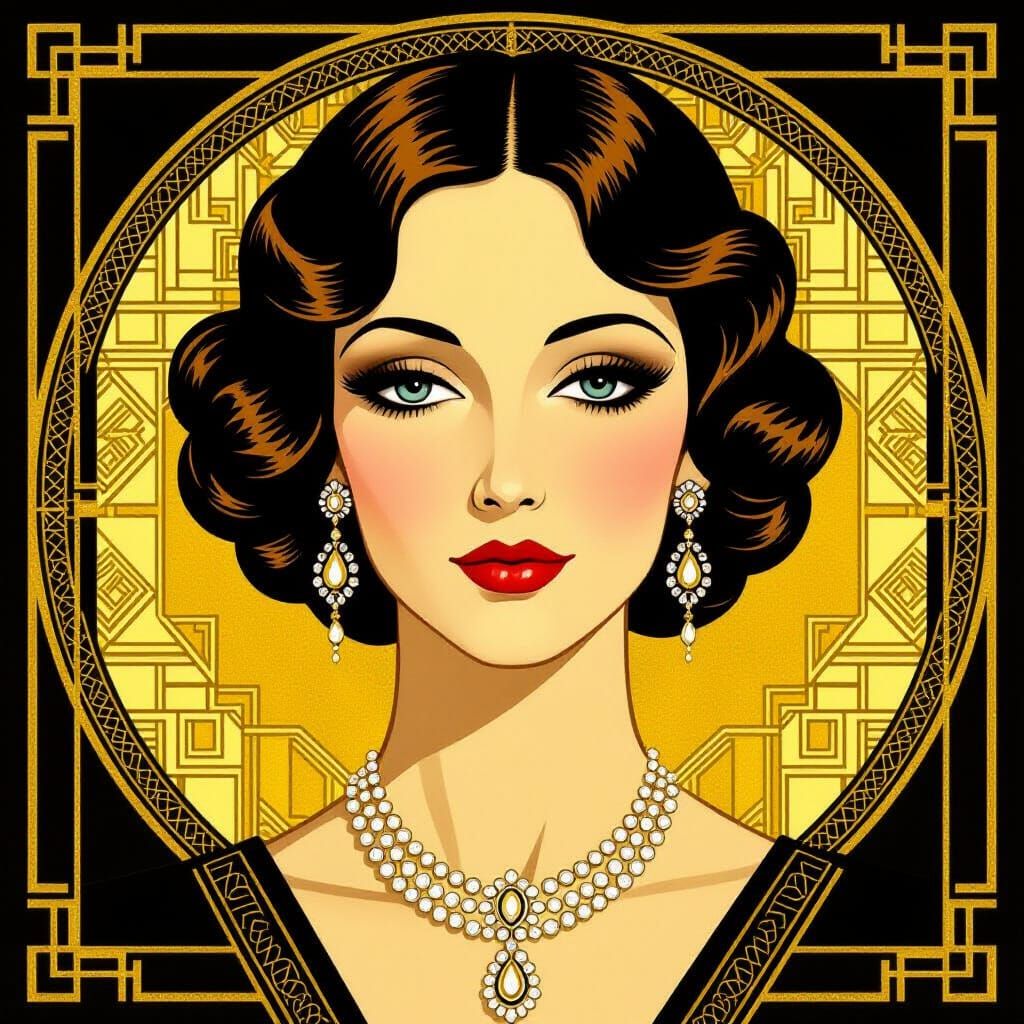 Art Deco Noblewoman in Black and Gold