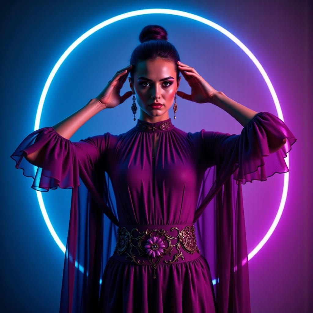 Symmetrical Portrait in Futuristic Digital Art Style