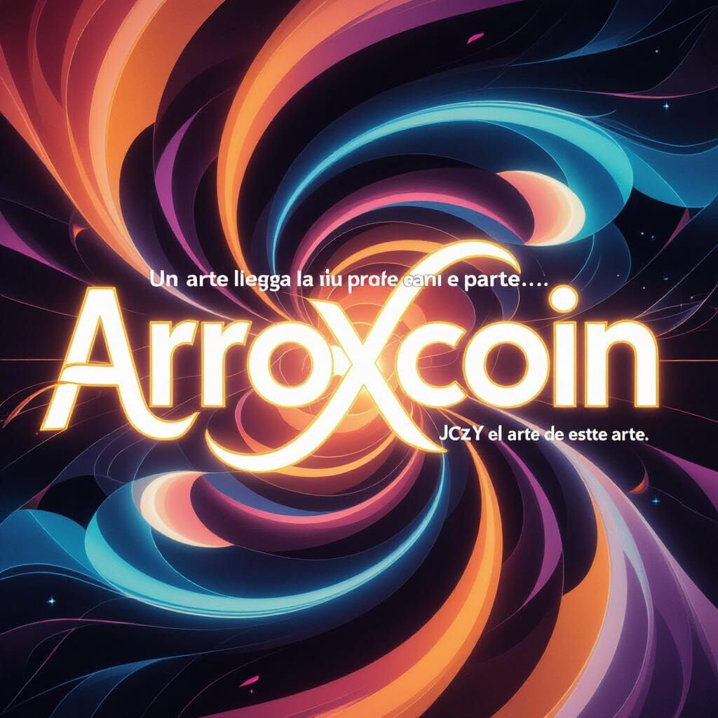Arroxcoin Poster: Vibrant Glowing Text with Abstract Swirls