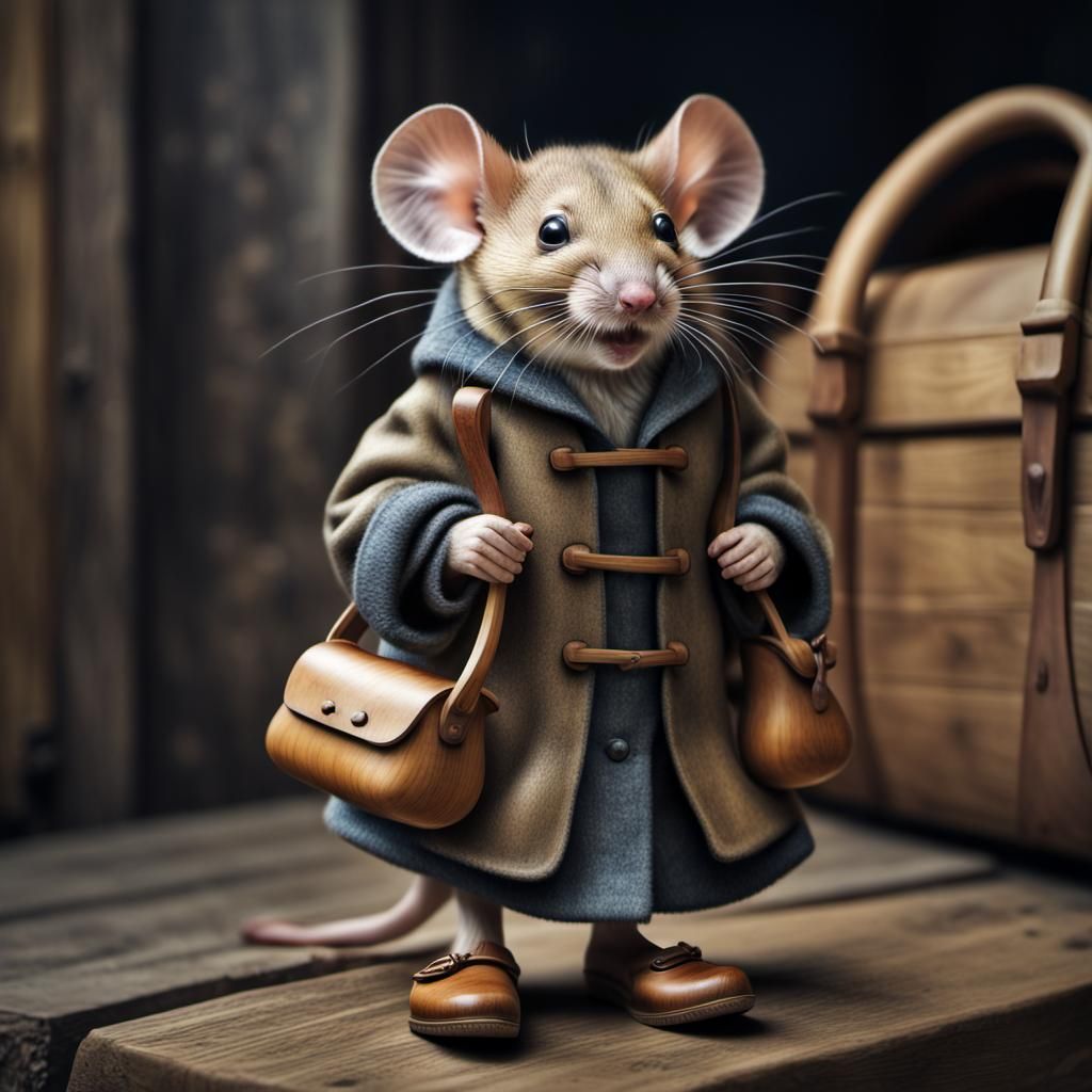 Dormouse in Duffle Coat: Hyperrealistic 64MP Image