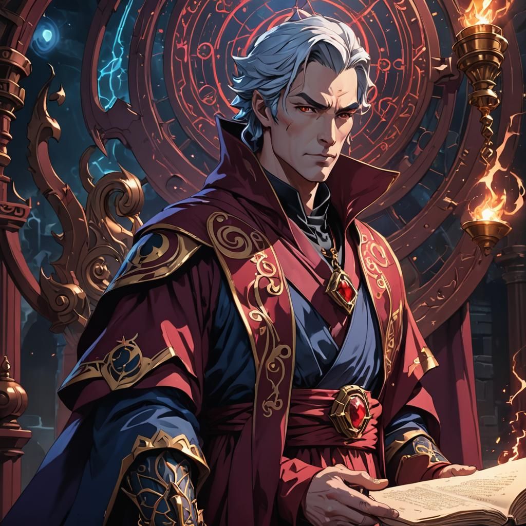 Cartoon Warlock Portrait with Electrical Energy