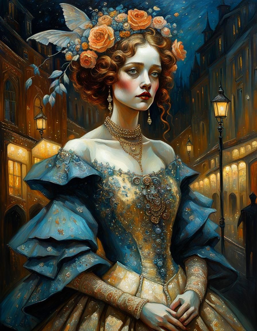 Girl in Gown: Neo-Victorian Style Illustration