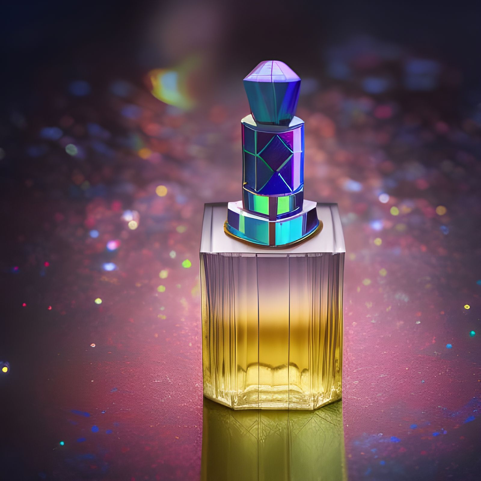 Iridescent Perfume Bottle in Photorealistic 8k