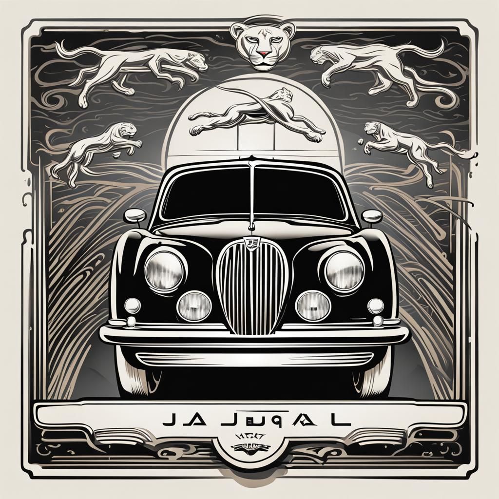 Classic Car Jaguar MK X Line Art Logo