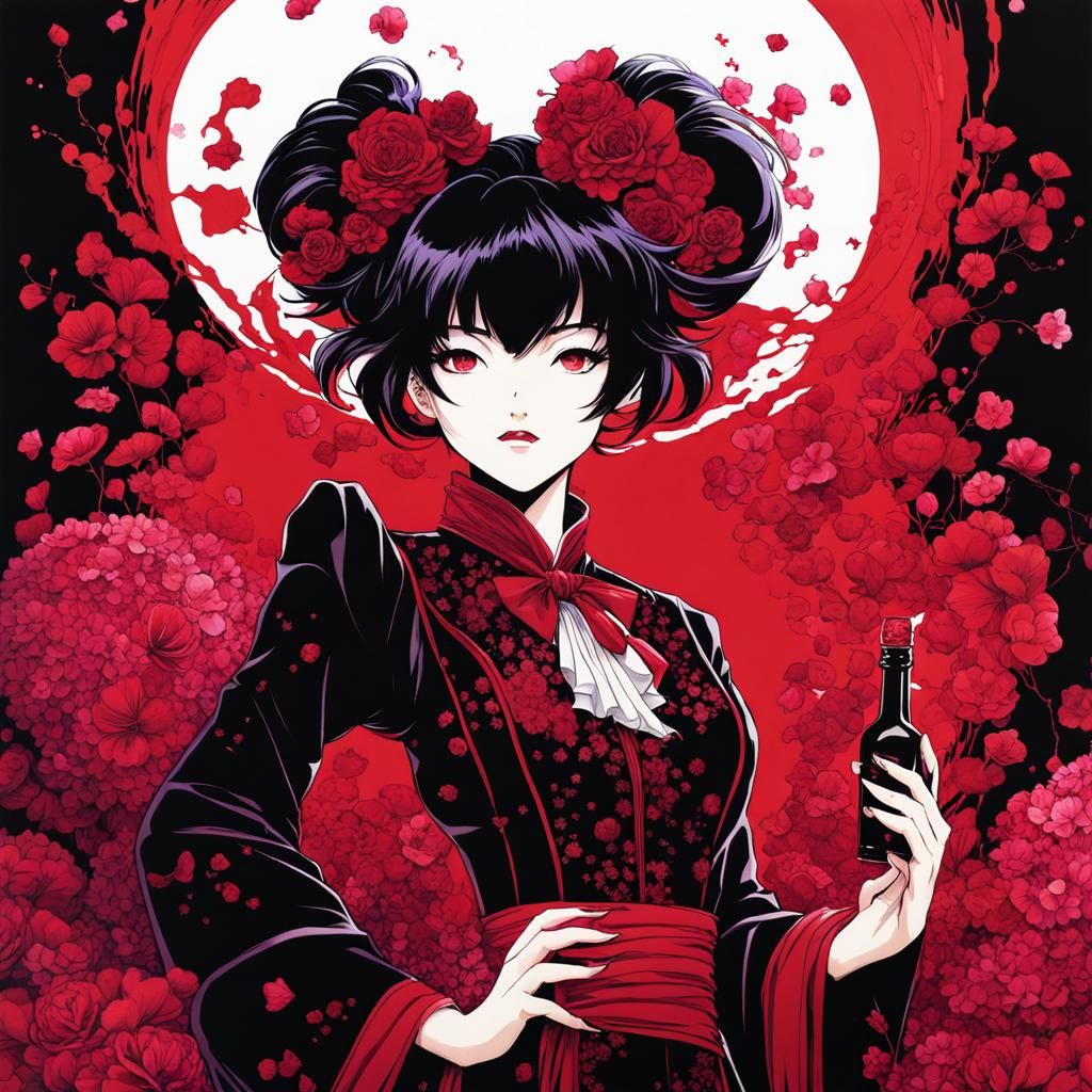 Gothic Rockstar Portrait in Alcohol Ink Style