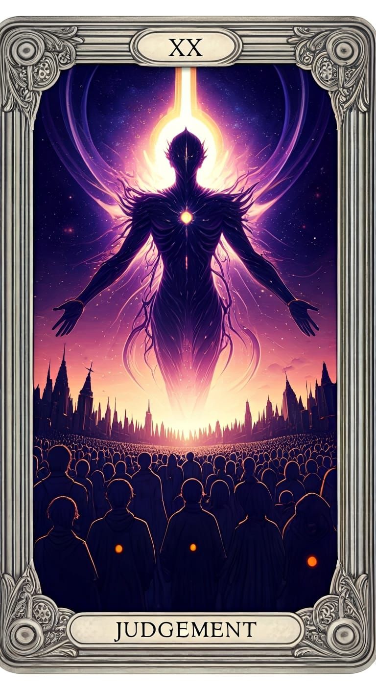 Judgment Tarot Card with Cosmic Being