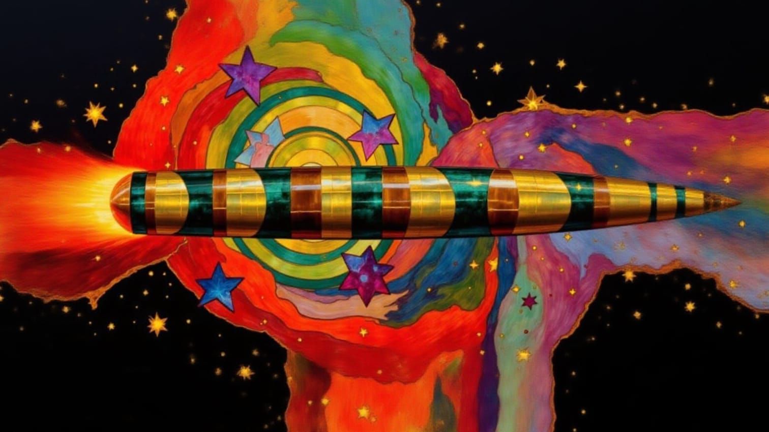 Art Nouveau Sci-Fi Spaceship in Plasma Nebula