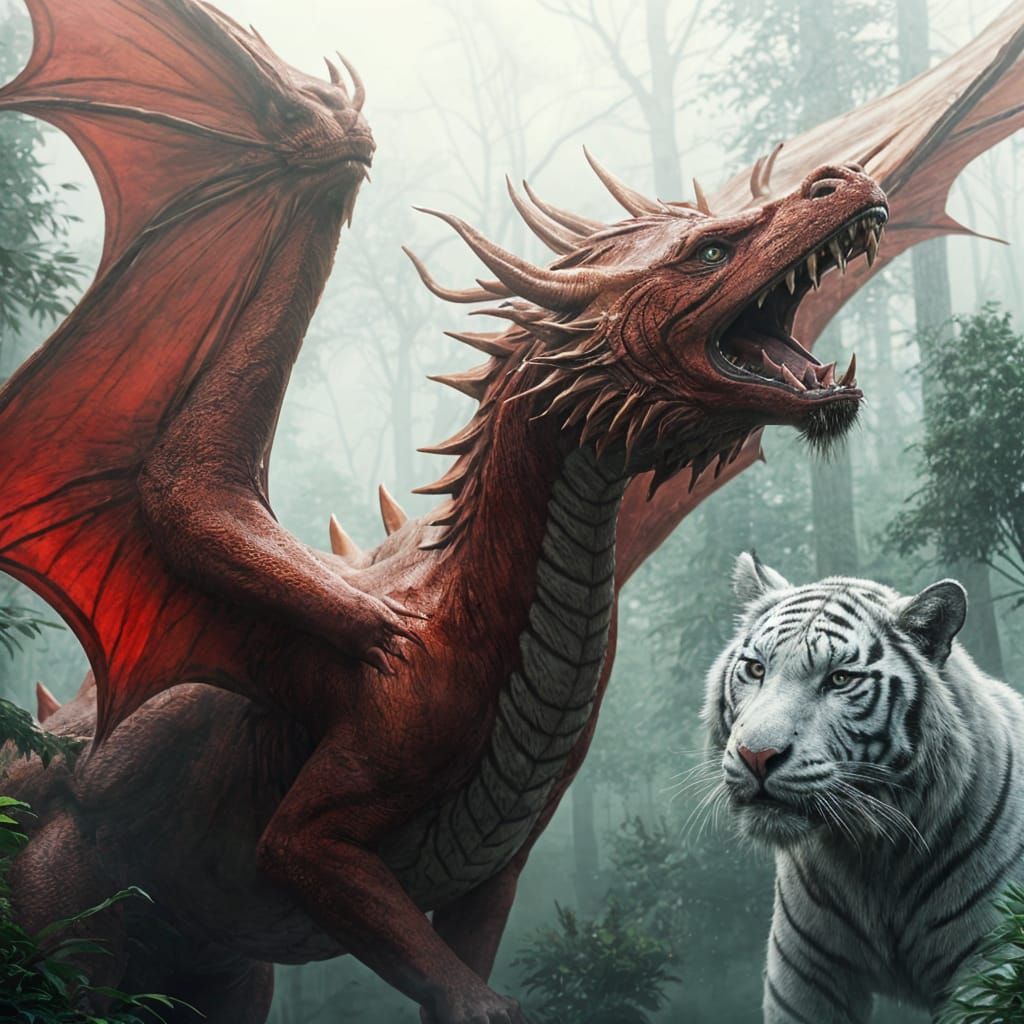 Majestic Dragon and White Tiger Meeting