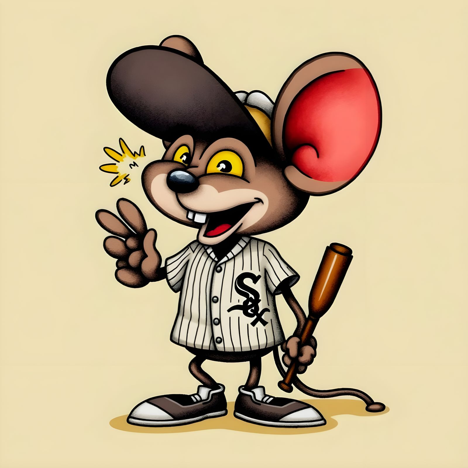 Chicago White Sox Baseball Mouse Cartoon Art